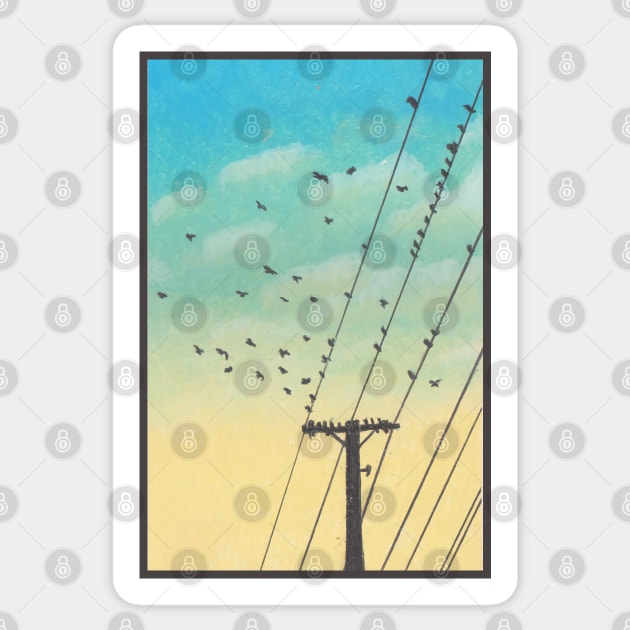 Birds on the Wires Sticker by jangilbert23